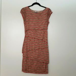 Layered stripes jersey casual t-shirt dress